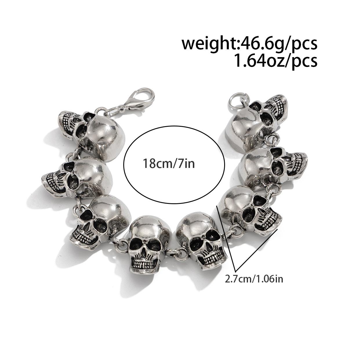 Преувеличенный Большой Браслет-Череп для Мужчин Хип-Хоп Личность Ретро Хэллоуин Браслет Мужской Браслет Наручное Украшение Antique silver-02983