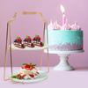 Cabilock Wedding Decor Food Server Plate Rack Double Layer Dessert Cupcake Fruit Holder Stand Round Plate Dish Display Stand for Home Shop Kitchen