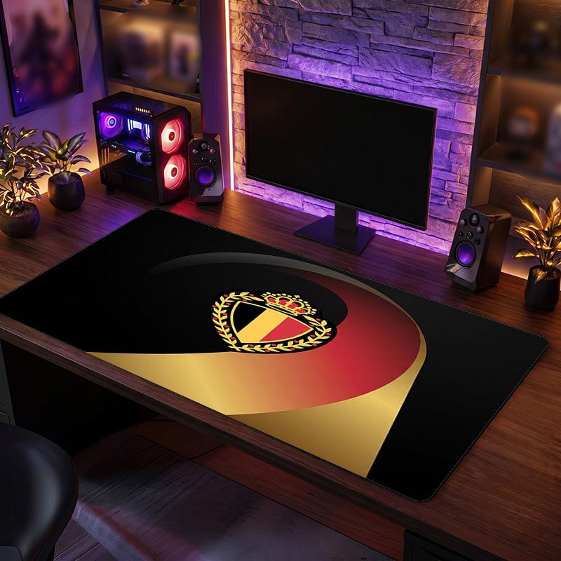 Belgium Football Crest Mouse Pad, Extended Non Slip Rubber Desk Mat for Gaming Office Laptop Fan Gift