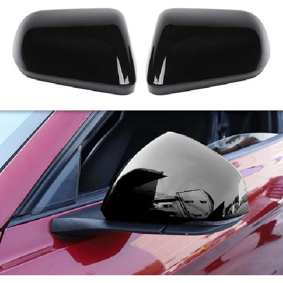 Black Side Rearview Mirrors Trim Cover Decor Accessories For Ford Mustang 2015+