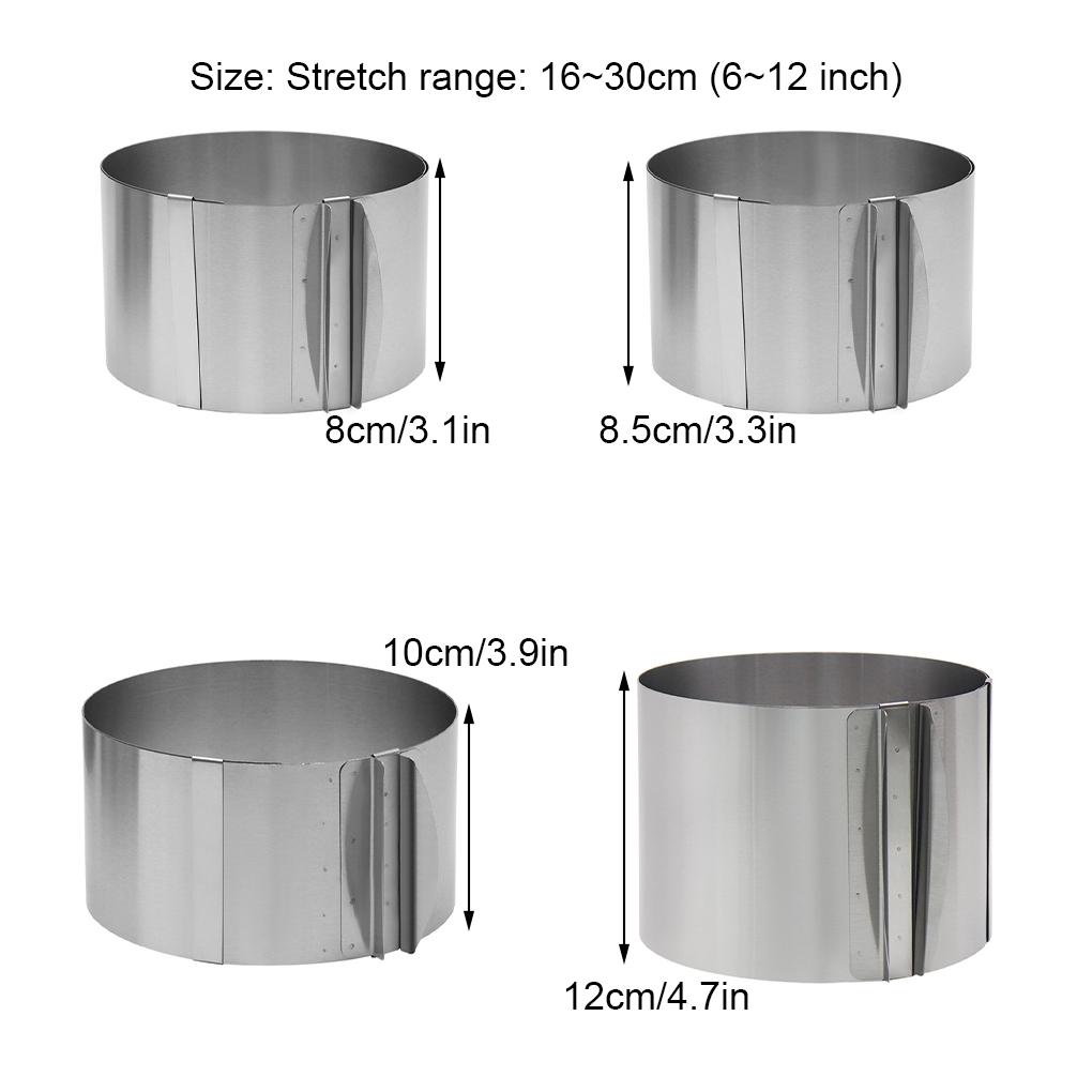 Telescopic Mousse Ring Baking Cake 6-12 Inch Adjustable Mould Tools Stainless Steel Round Bakeware Self-Assembly Pastry