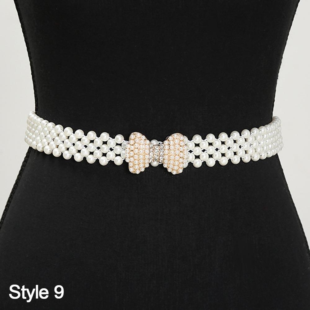 Ceinture simple à cordon de serrage avec élastique à la taille et perle pour femme