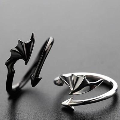 Punk Vintage Böse Flügel Ringe für Frauen Männer Paar Hochzeit Öffnung Engel Flügel Ring Schmuck Geschenk