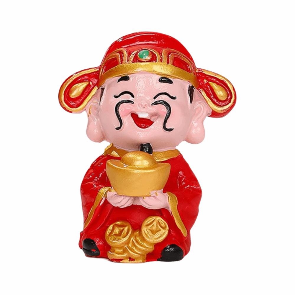 Rote Mini-Gott des Reichtums Figur Maskottchen-Stil Harzmaterial Harz-Maskottchen-Verzierungen Reichtums-Maskottchen Glücks-Accessoires