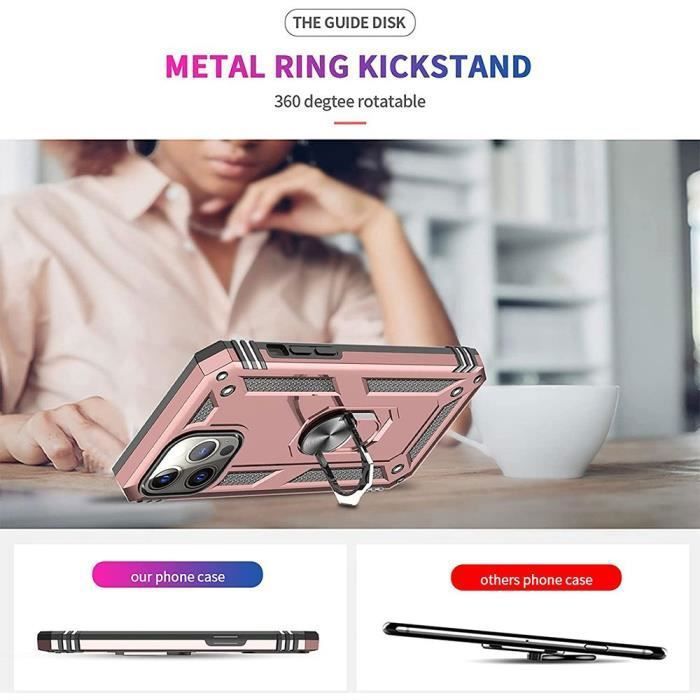 Coque de protection - PROSHOP - pour iPhone 13 Pro - Rose - Antichoc - Support Magnétique