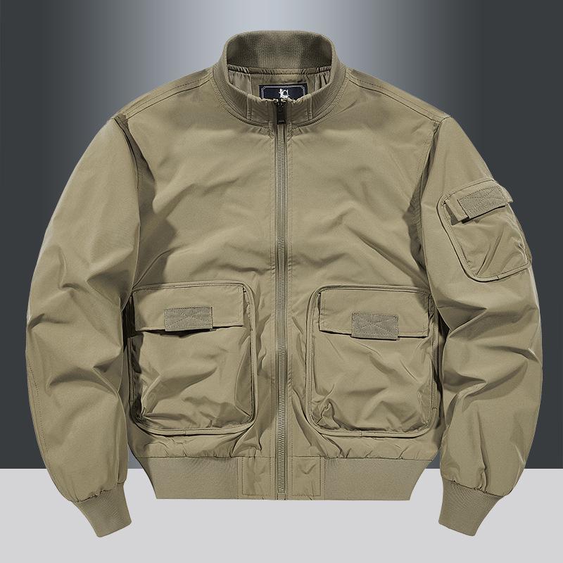 2024 Men's Autumn Stand Collar Windproof Sports Jacket - Solid Color, Casual Outdoor Coat