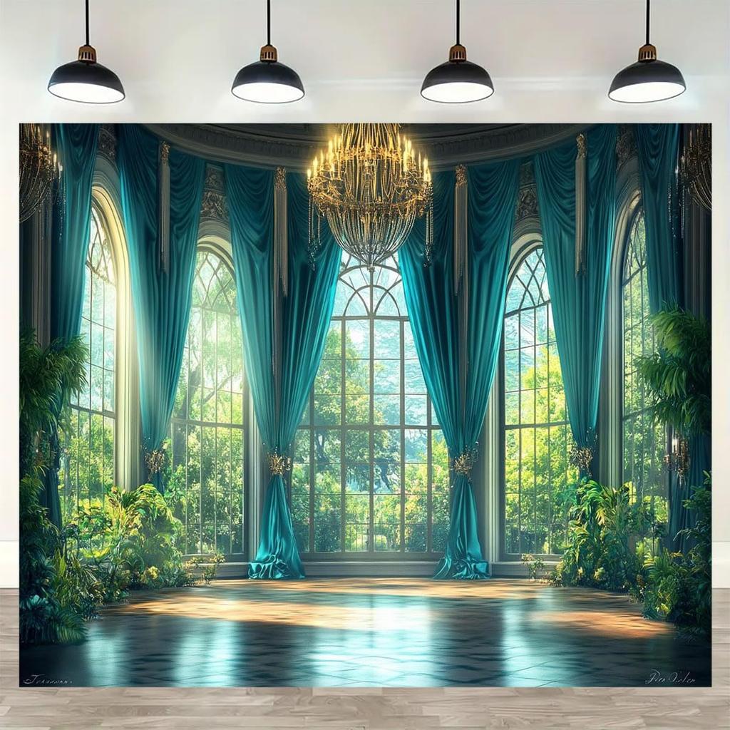 Spring Window View Tapestry Wall Hanging Garden Green Forest Scene Outside Vintage Window Crystal Light Wall Decor For Bedroom