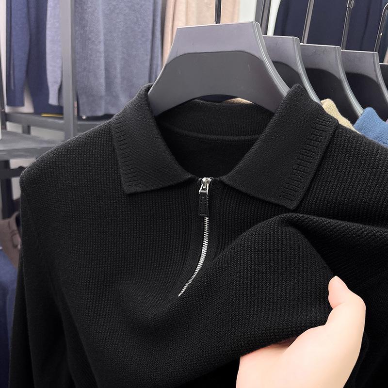 Men's 2025 Winter Jacquard Knit Half-Zip Sweater - Casual & Warm Style for Middle-Aged
