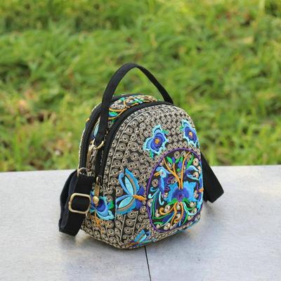 New Ethnic Style Embroidery Bag Zipper Double Sided Floral Women Shoulder Crossbody Bag Casual Canvas Handbags
