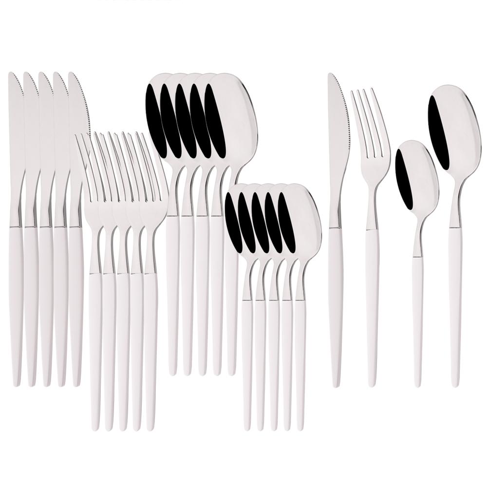 24Pcs Black Gold Dinnerware Set Stainless Steel Cutlery Set Fork Knife Coffee Spoon Tableware Silverware Kitchen Flatware Set