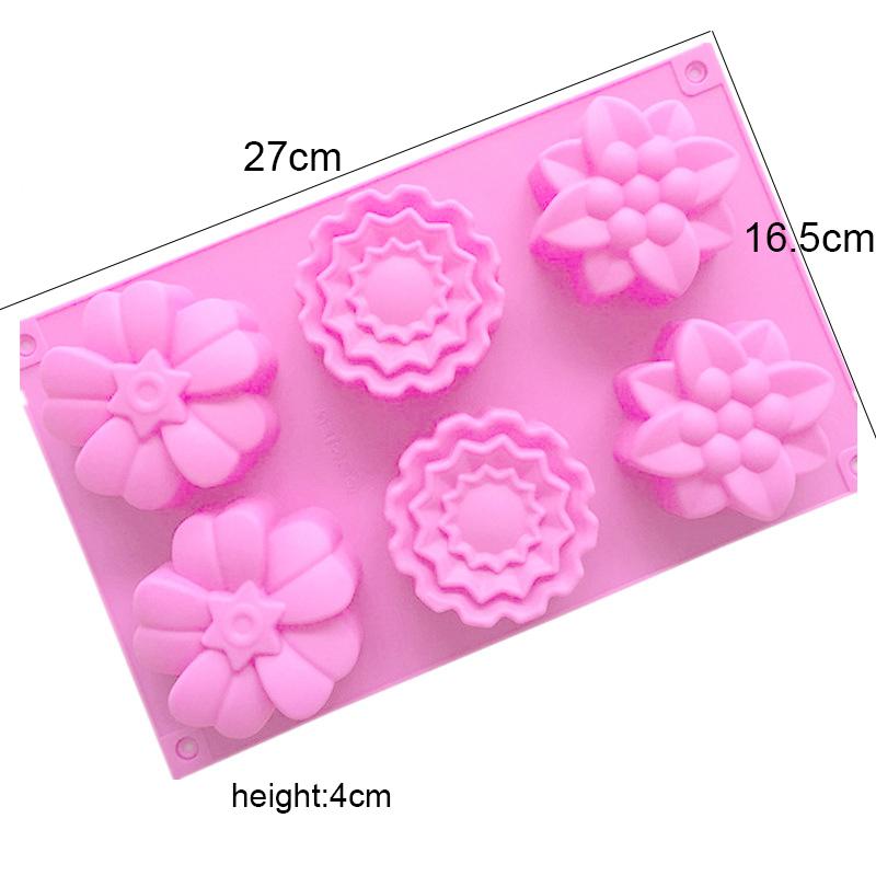 6 Different Flowers and Plants Shape Silicone Chocolate Mold DIY Handmade Soap Sunflower Moon Cake Mold