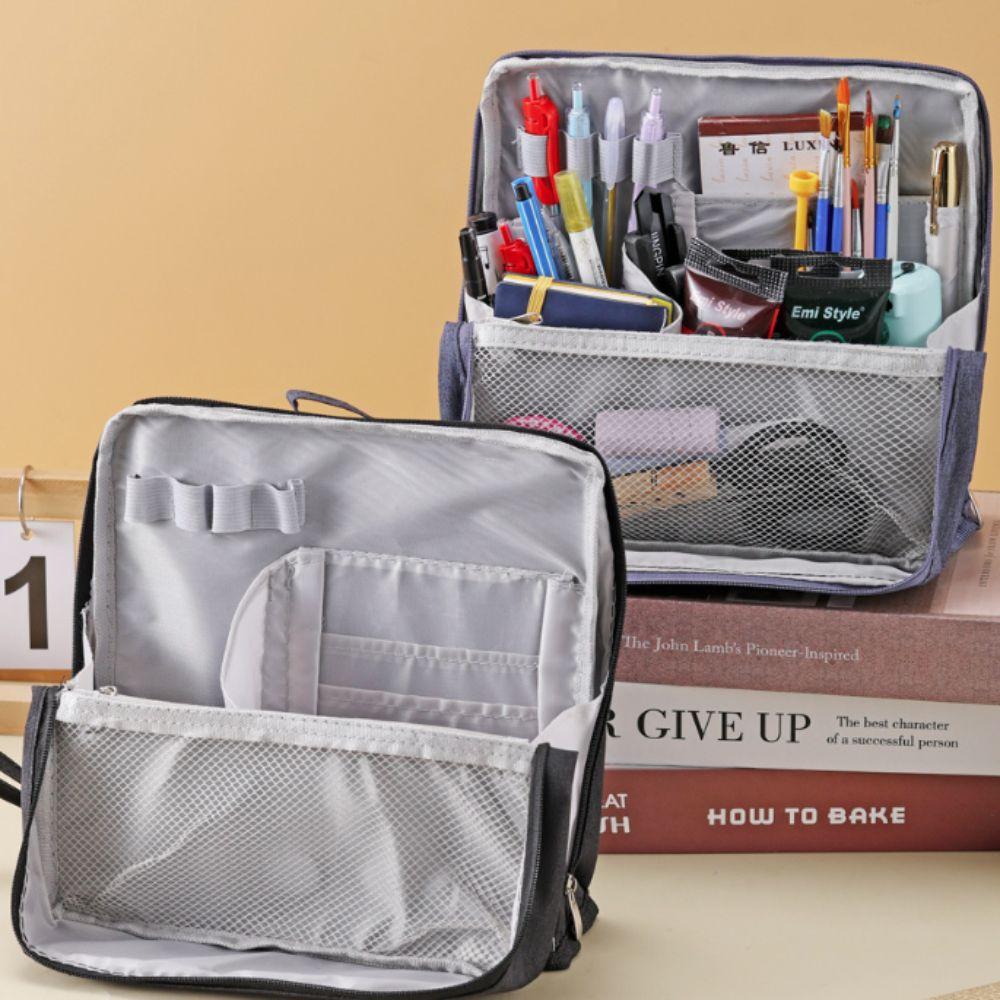 Multi-layer Pencil Case Standable Stationery Bag Minimalist Stationery Organizer  School