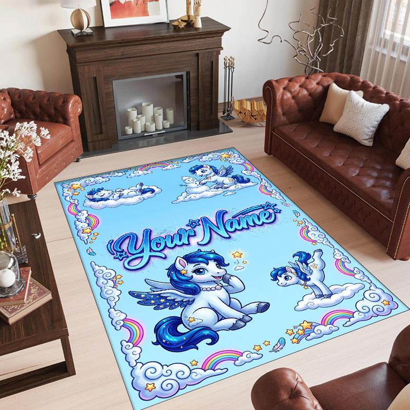 Fantasy Magic Theme Crystal Velvet Rug Personalized Custom Name Text Soft Floor Mat Home Decor