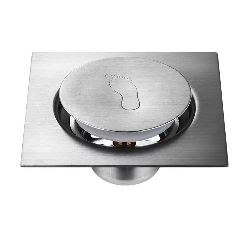 New Bathroom Bounce Type Stainless Steel Pedal Shower Floor Drain Pop up (Silver,Stainless Steel) серебряный