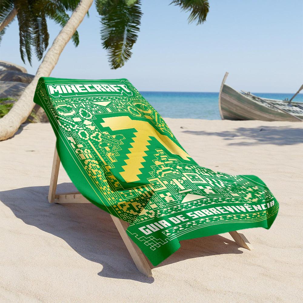 Minecraft Beach Towel Super Soft Microfiber Quickdry Fabric Comfortable Lightweight