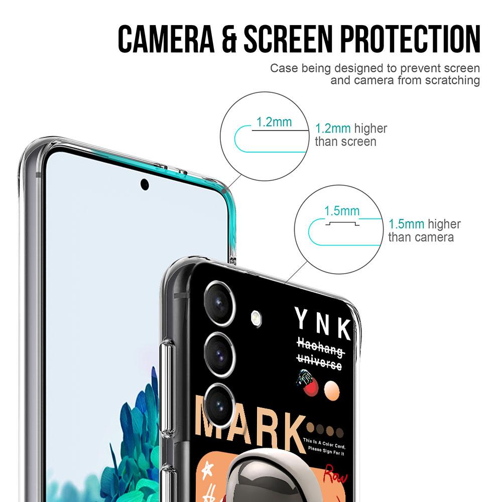 Niedliches Astronauten-Handgelenkband Transparente Hülle für Samsung Galaxy S22 S20 FE S21 S10 S9 Plus Note 20 Ultra 10 Lite Handyhülle
