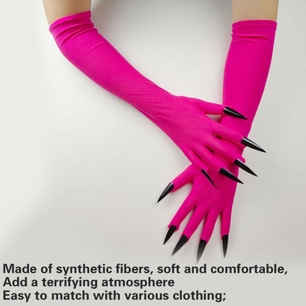 Halloween Gloves Full Finger Long Fingernails Costume Accessories Spooky Skull Claw Gloves Long Nails