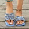 Women's Rhinestone Slippers  Summer Outdoor  Non-Slip Beach Shoes Comfortable Flat Square Heel Women's Sandals
