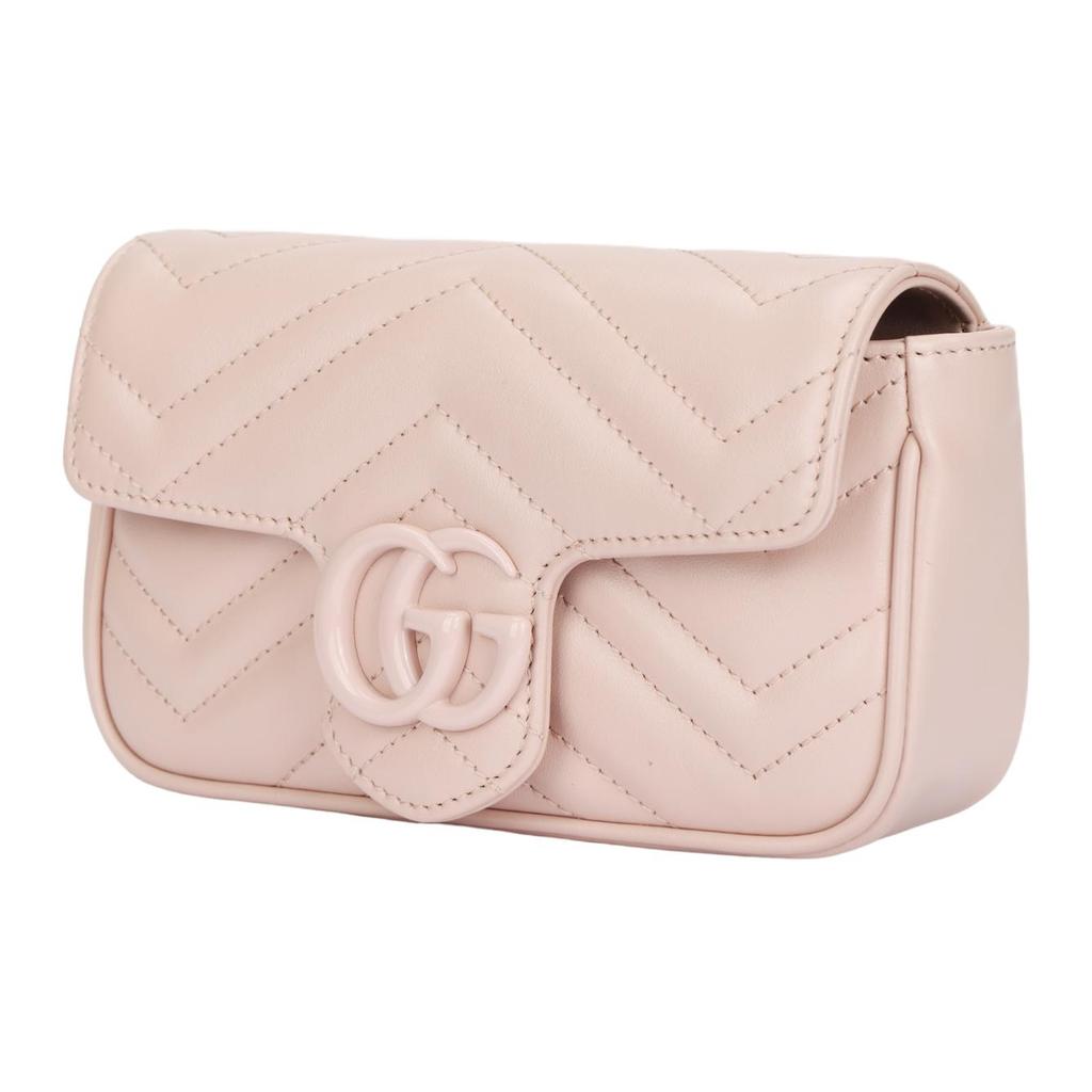 Gucci GG Marmont Monochrome Double G Logo Keychain Marmont 16 Chain Leather Flap Shoulder Crossbody Bag Super Mini Women bags 476433-AACX4-5909
