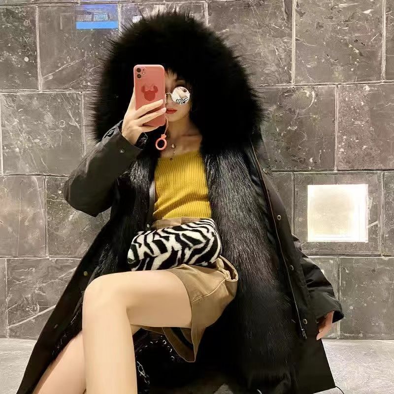 New Pie Overcome Female Mink Hair Thickened Liner Fur Large Size Jacket Detachable Pie Overcome Coat Medium and Long