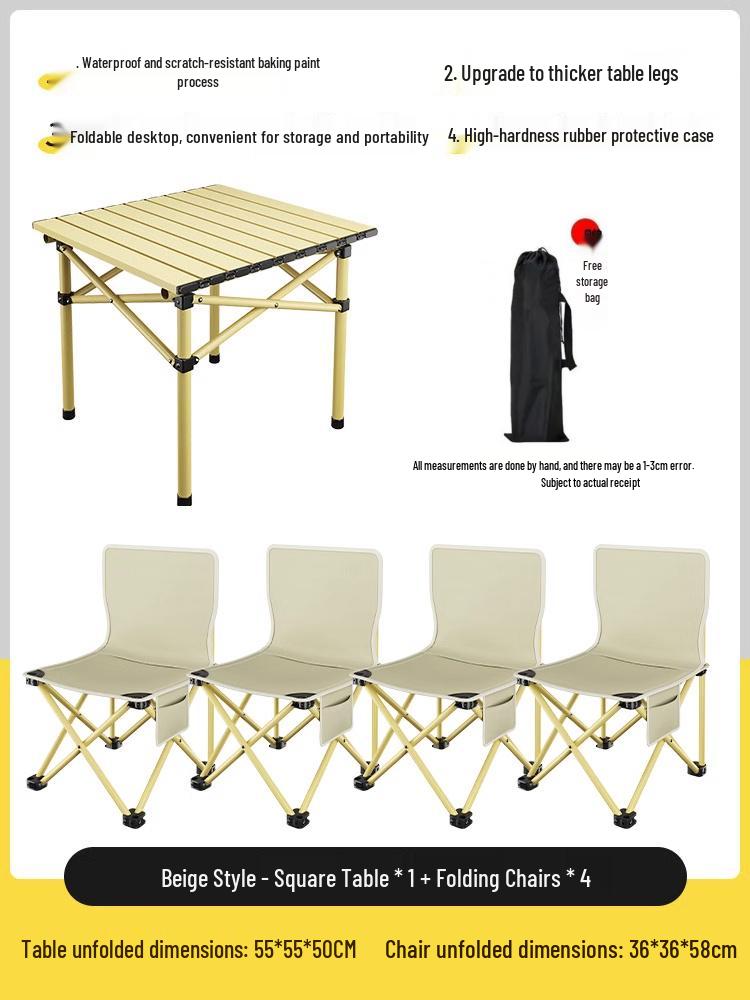 Portable Folding Table and Chair Set for Camping, Picnics, Beach, Barbecue, Car, or Sketching
