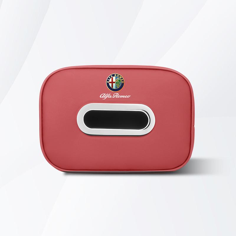 Car Tissue Box Car Interior Accessories For Alfa Romeo 4C 159 Spider Giulia Giulietta GT Leather Tissue Storage Bag Kleenex Case