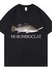 Men's Mi Bomboclat T-Shirt Funny Fish Smoking Meme Graphic Tee Casual Crew Neck Top Casual Street Fashion Short-sleeved Shirt