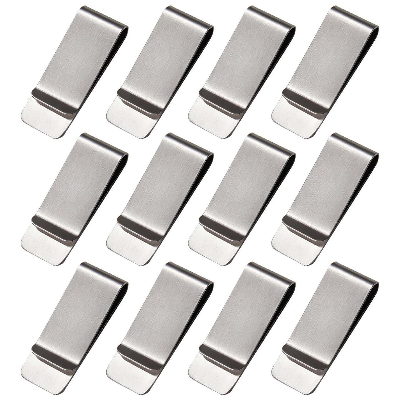 

12pcs Pocket Wallet Money Clip Ultra-thin Smooth Edges Money Clip Stainless Steel Clip for Cash Credit Cards Storage