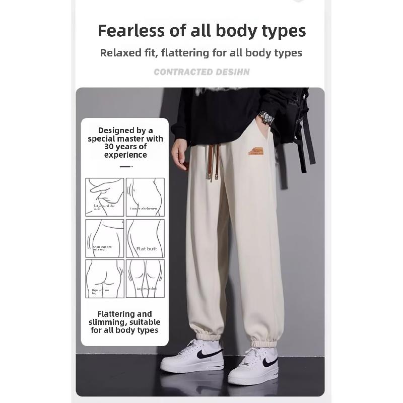 Men's casual pants for spring and autumn 2026, new loose-fitting, drapey straight-leg sports pants
