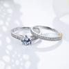 Classic Wedding Ring Traditional Engagement Ring with Shiny Brilliant Crystal Stone Silver Plated Bridal Ring for Women