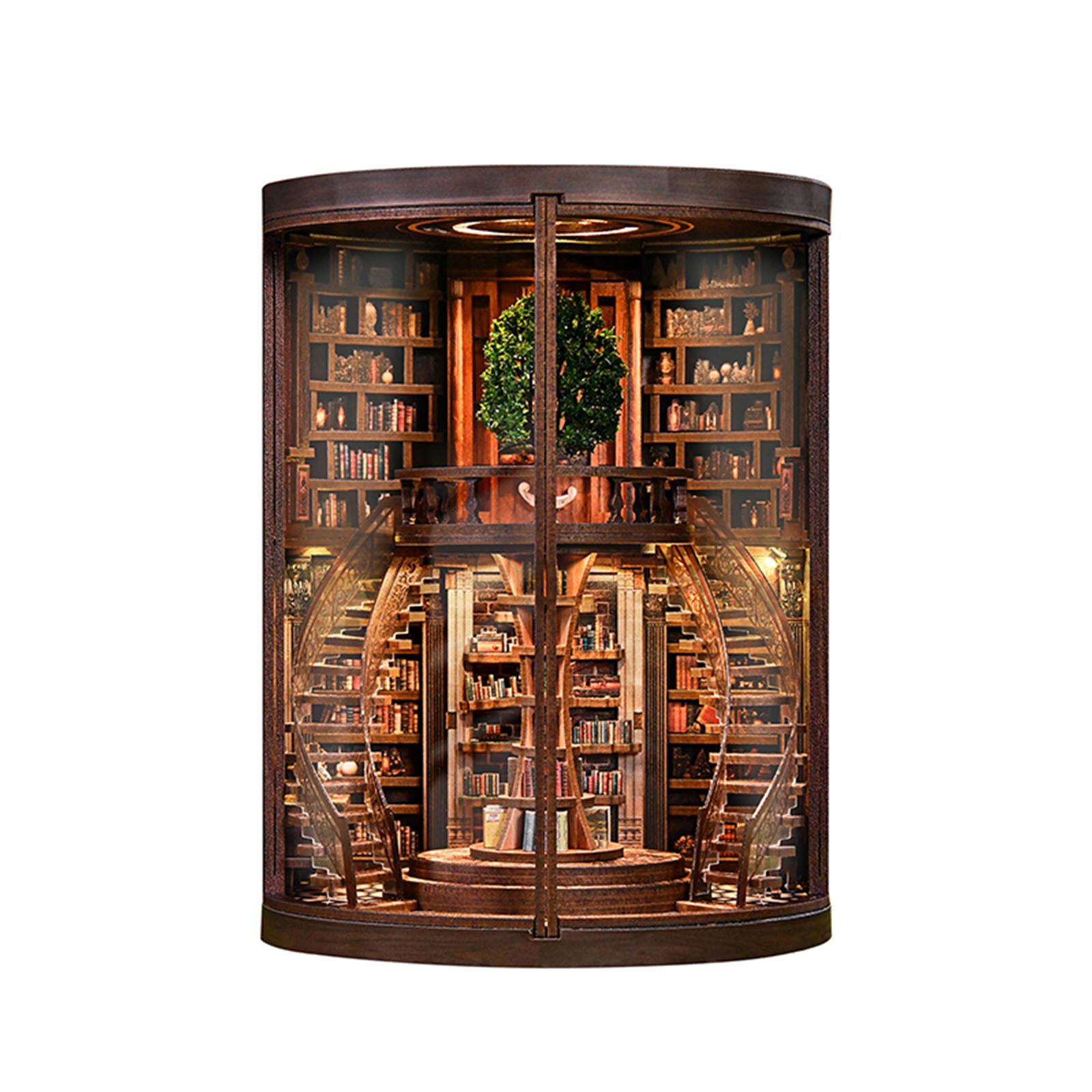 

Wisdom Rings Book Nook Book Nook Kit for Adults DIY Miniature House Library 3D Wooden Puzzle Bookshelf Insert Decor Craft Gift
