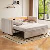Sofá cama multifuncional 90x190 cm con cama extraíble, puerto USB-C, ambiente LED, funda de terciopelo – para salón, habitación de invitados o habitación juvenil. Beige