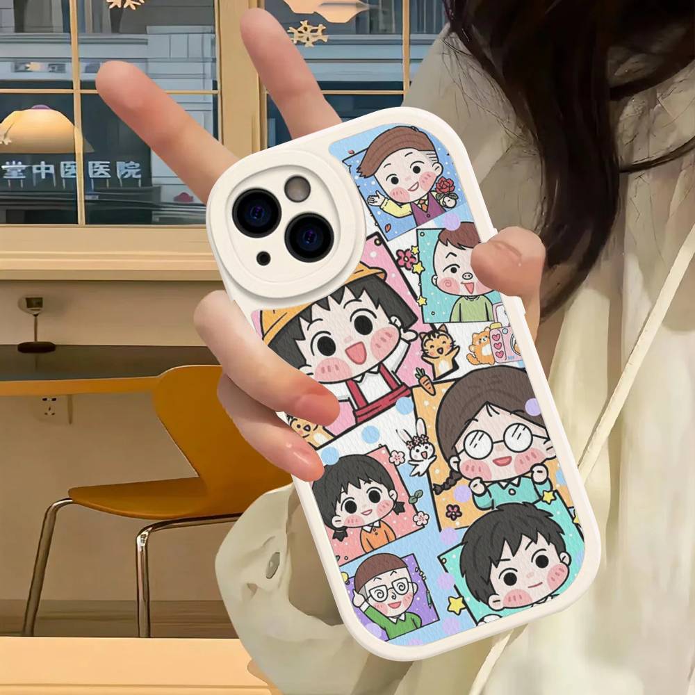 

Anime Chibi Maruko Chan Phone Case For IPhone 16 15 14 13 12 11 Pro Max Plus Leather Cover iPhone 15