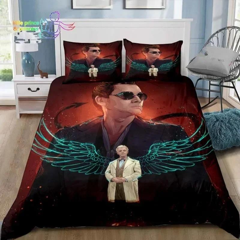Good Omens Love Bedding Set Single Twin Full Queen King Size Bed Set Adult Kid Bedroom Bedding Gift