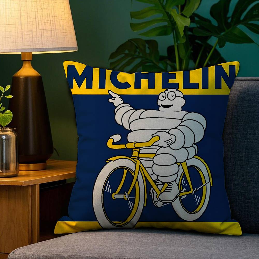 M-MichelinS T-Tyres Pillow Case Plush Fabric Soft Double Sided Print Sofa Cushion Cover Throw Pillow Covers