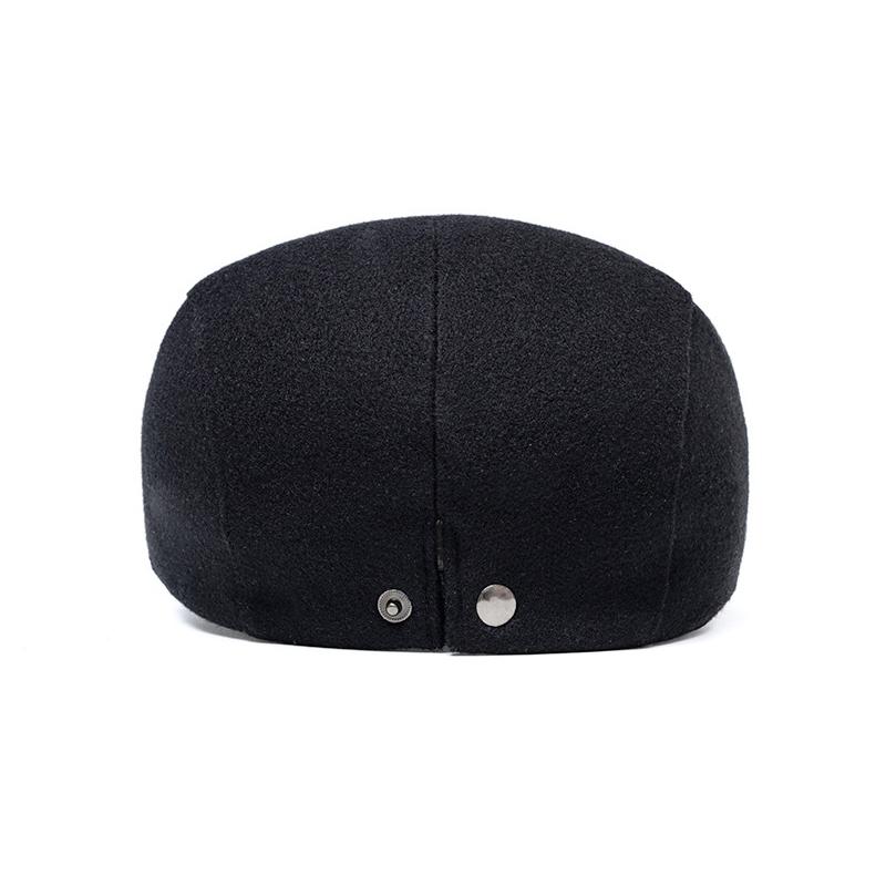 Autumn Winter Solid Color Woolen Cap for Men Women Forward Cap Warm Beret British Newsboy Cap