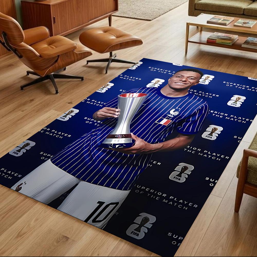 Mbappe Neon Poster Area Rug Perfect for Bedrooms Kitchen Hallway Dining Room Anti-slip Rug Anime Office Decor Wedding Party Gift