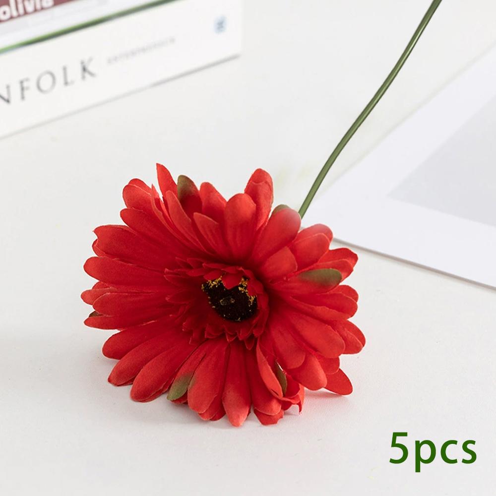 5 шт. Искусственные африканские ромашки Цветы Шелковые цветы Искусственные Поддельные Ромашки для Свадебной вечеринки Офис Домашние украшения красный