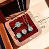 Octagonal Millennium Rose Paraíba Necklace with High Carbon Diamonds, Colorful Stud Earrings & Yellow Diamond Ring for Women