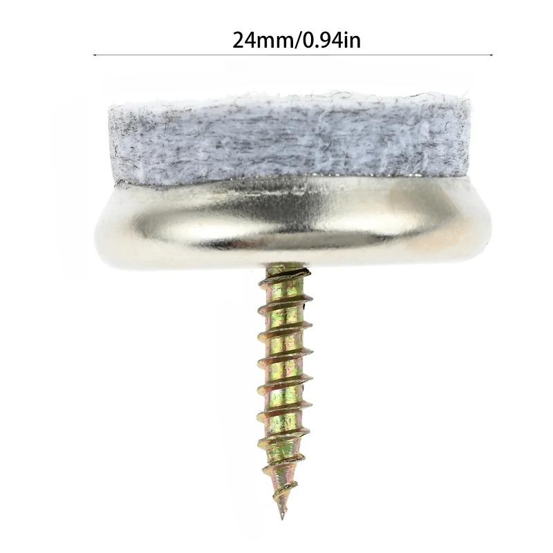 30pcs Felt Furniture Gliders Screws-on 18mm-28mm 0.7"-1.1" Chair Leg Pads Wooden Floor Protection No-slip Reduce-noise Fittings