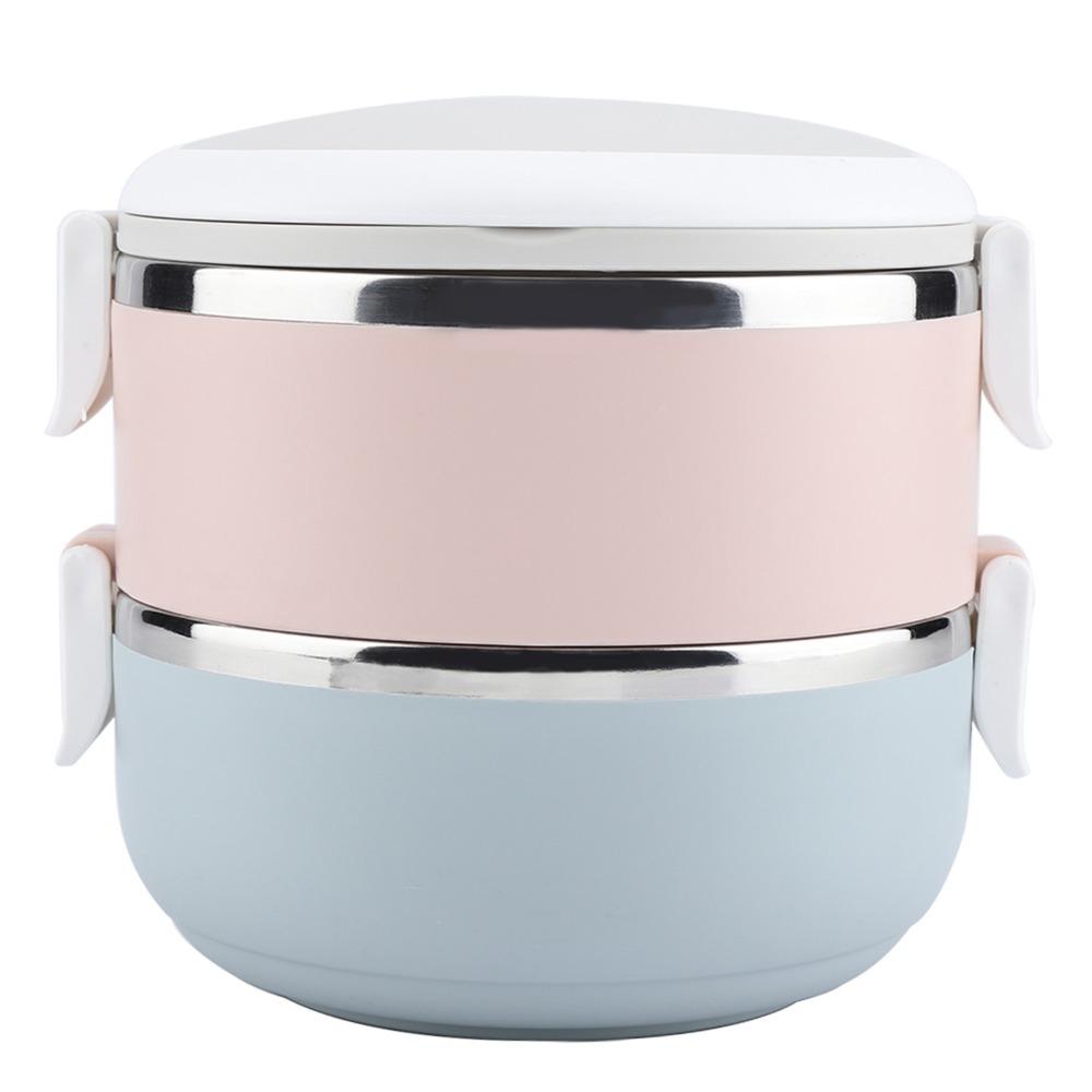 Stainless Steel Leakproof Food Container 2/4 Tier Food Container Thermal Lunch Box  For Office