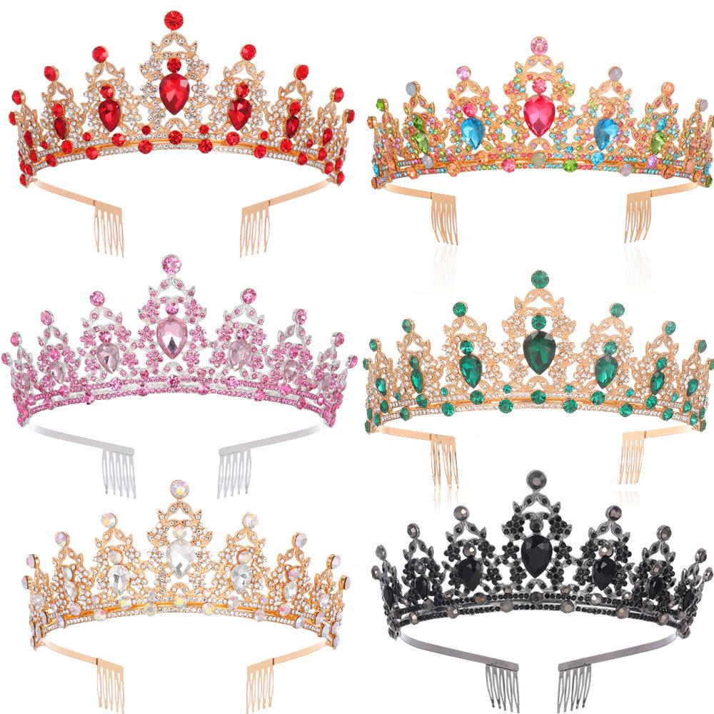 Jewel Bride Bridesmaids Comb Crown Baroque Birthday Wedding Banquet Headwear Crown Headband