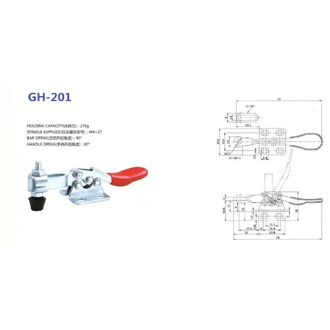 

5pcs/lot GH-201 Holding Capacity 27kgs Red PVC Coated Soft Handle Horizontal Toggle Clamp Clip Quick Hand Tools