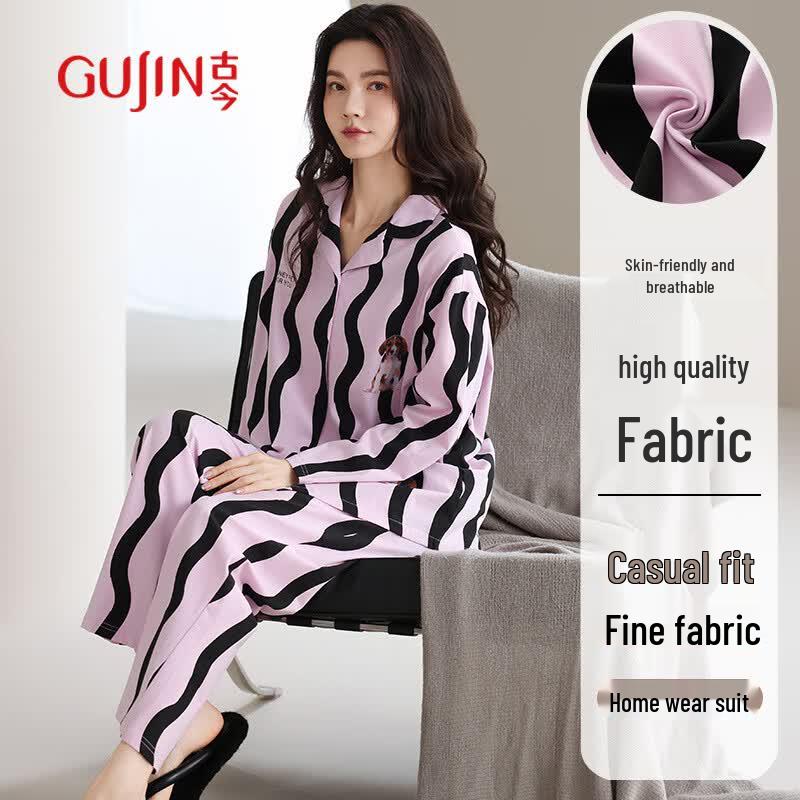 GUJIN Women s Striped Cotton Lounge Set XL