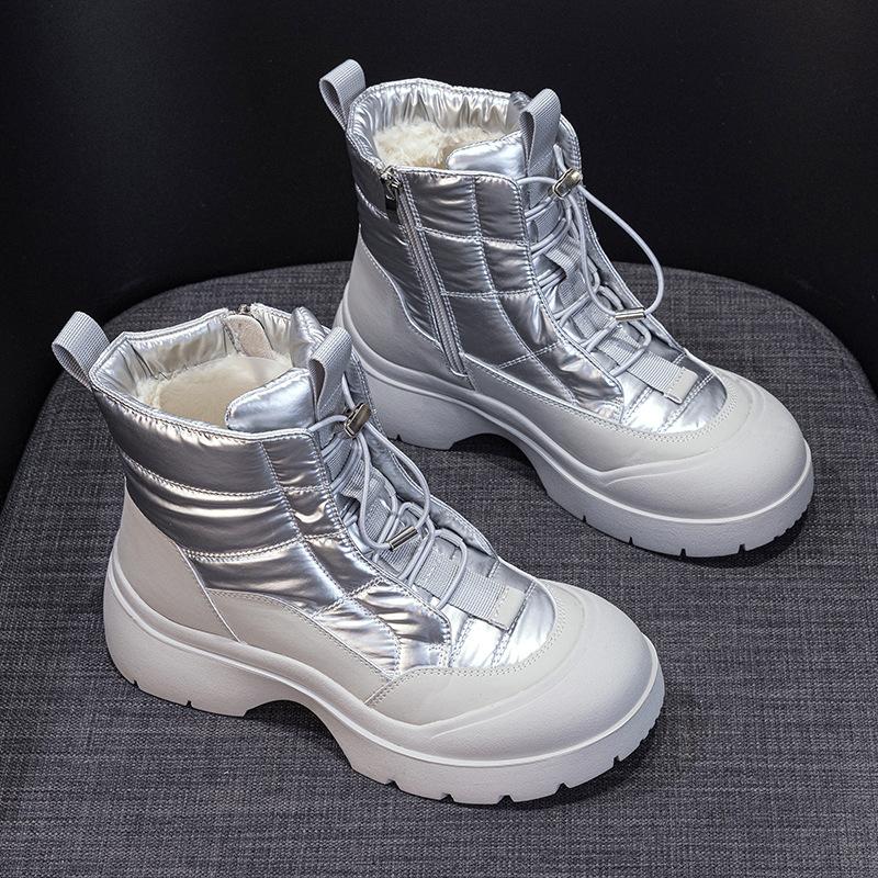 

Новые повседневные короткие ботинки осень и зима толстая подошва супер огонь сноубутсы обувь с высоким верхом флисовые теплые ботинки полусапоги 40