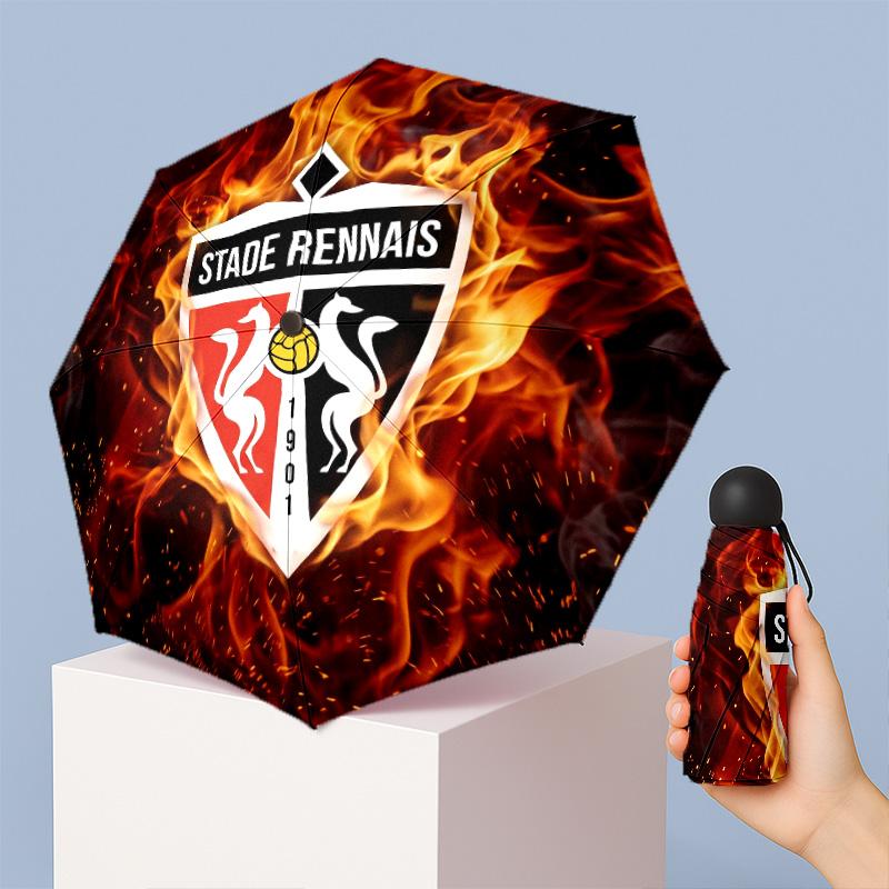 Stade Rennais FC Mini 5 Fold Pocket Umbrella Compact Lightweight Anti UV Rain Sun Protection Umbrella Portable Travel Umbrella