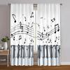 Set Of 2 Classic Curtains Piano Musical Notes Fabric Without Rod Room Decor Ldeal Bedroom Living Curtain Polyester Machine Washable Perfect For