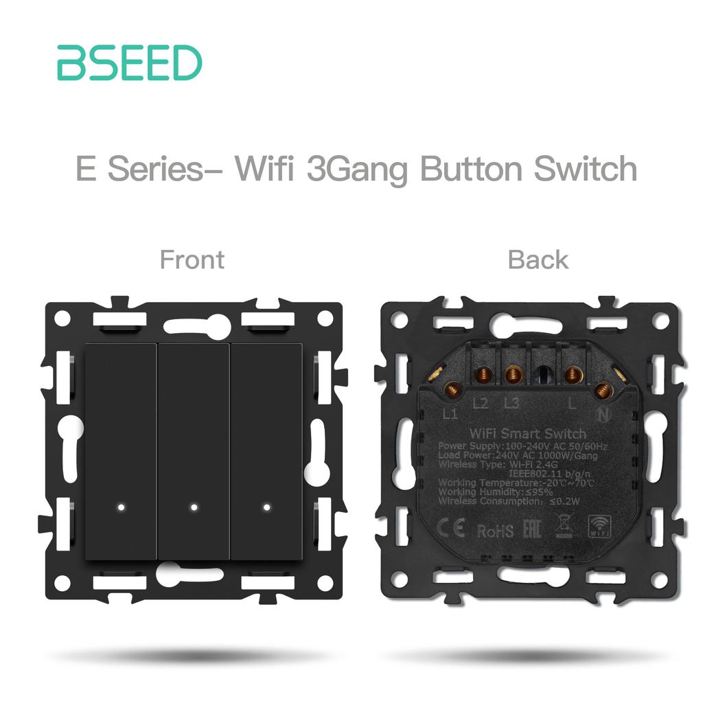 BSEED WIFI Click Switch Modules Smart Light Switch Parts White Glass Frame DIY Combination Wall Sockets USB Charge Key E-Series
