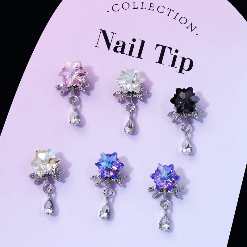 Świąteczny Wisiorek Płatka Śniegu Łańcuszek Części do Paznokci Stop Diament Ozdoby do Paznokci Brokatowe Świąteczne Akcesoria do Dekoracji Paznokci DIY