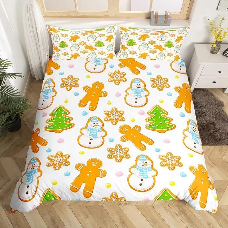 Christmas Duvet Cover Cartoon Santa Claus Deer Bedding Set for Kids Girls Teens Room Decor Quilt Cover XMAS Tree Comforter Cover